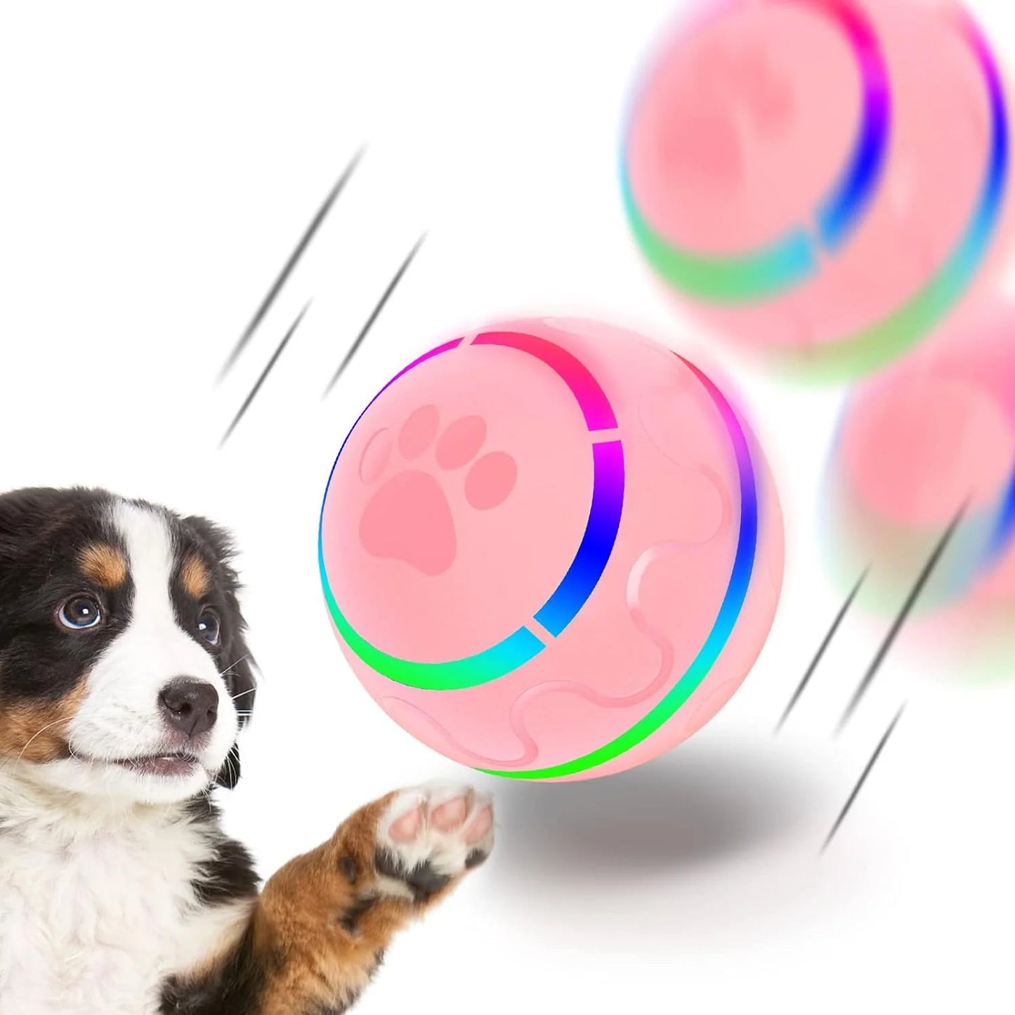 Wicked Ball Automatic Dog Toy – Interactive Rolling Ball with LED Lights, Motion Activated, Durable & BPA-Free for Small to Medium Dogs – USB Rechargeable Pet Toy