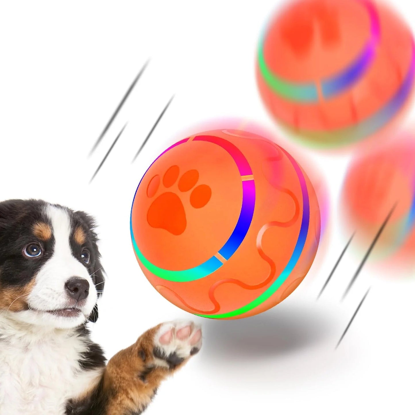 Wicked Ball Automatic Dog Toy – Interactive Rolling Ball with LED Lights, Motion Activated, Durable & BPA-Free for Small to Medium Dogs – USB Rechargeable Pet Toy
