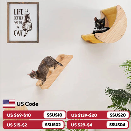 Cat Wall Shelves, Perches & Climbing Set