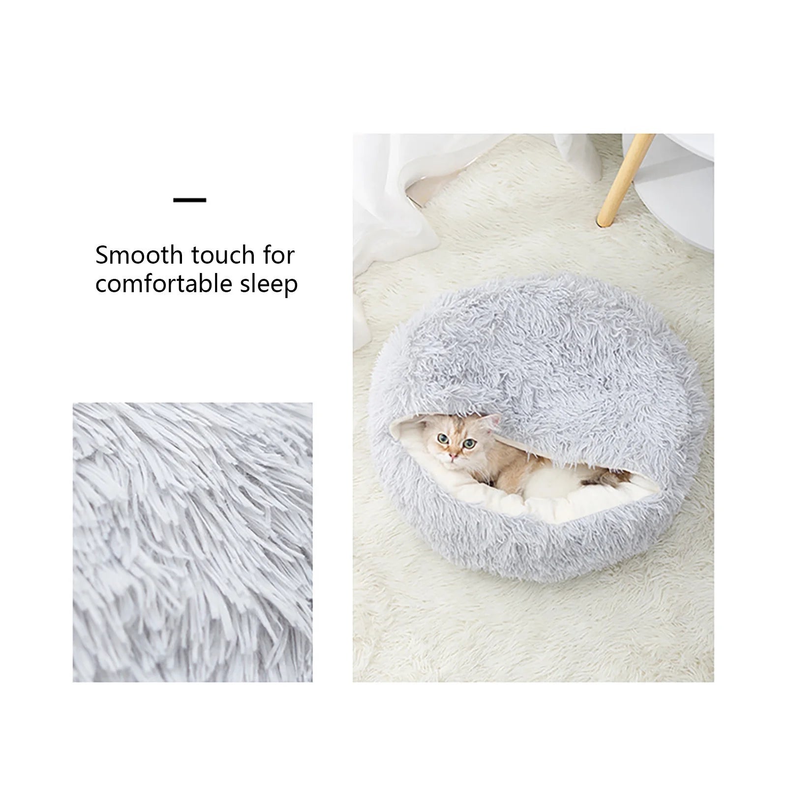Cozy Cave Calming Pet Bed – Round Donut Hooded Dog & Cat Bed with Removable Cover, Machine Washable Plush Anti-Anxiety Bed for Small Pets (Up to 11 lbs)
