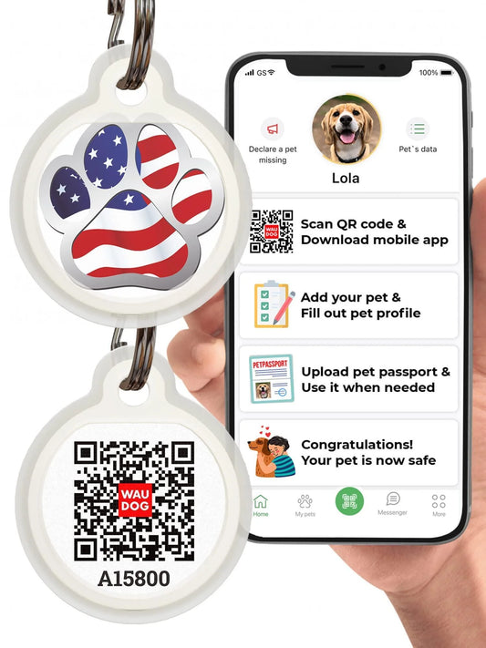 Smart QR Pet Tag with Mobile App – Digital ID, Lost Pet Alerts & Silent Design for Dogs & Cats 