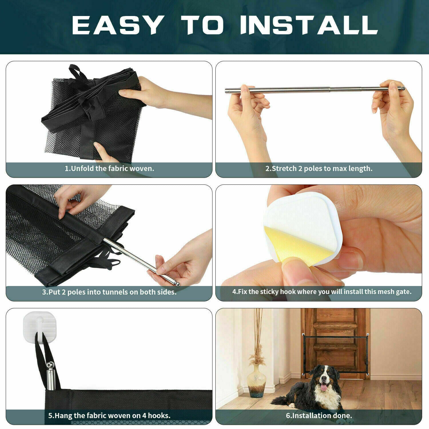 Portable Mesh Pet & Baby Gate for Stairs/Doors