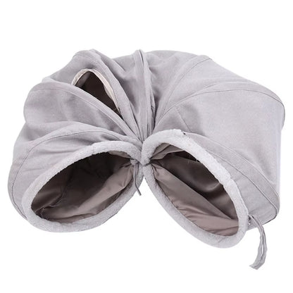 Collapsible 3-Way Cat Tunnel (Grey Suede, Crinkle + Ball)