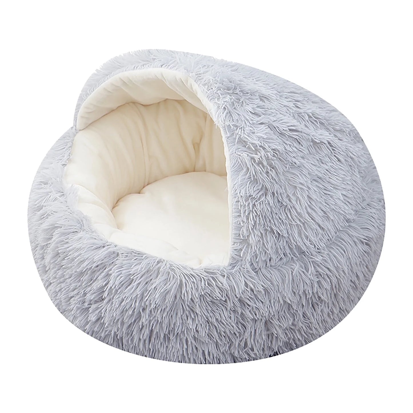 Cozy Cave Calming Pet Bed – Round Donut Hooded Dog & Cat Bed with Removable Cover, Machine Washable Plush Anti-Anxiety Bed for Small Pets (Up to 11 lbs)